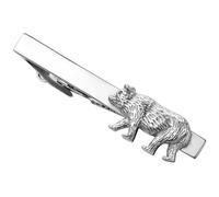HAWSON 2.2 Inch Men's Wilderness Bear Tie Clip Silver Tie Bar for Wedding, Camping Events, Boardroom Northwoods Groomsmen Accessories & Outdoor Enthusiast Gifts