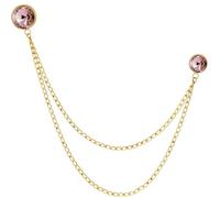 HAWSON Birthstone Brooch Pin for Men with Hanging Chain & Crystal, Mens Gold Tone Lapel Pin for Wedding/Birthday/Party Dress Suits Accessories, Stainless Steel, crystal