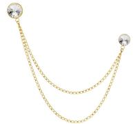 HAWSON Birthstone Brooch Pin for Men with Hanging Chain & Crystal, Mens Gold Tone Lapel Pin for Wedding/Birthday/Party Dress Suits Accessories, Stainless Steel, crystal