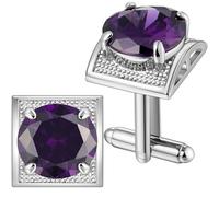 HAWSON Birthstone Cuff Links Mens, Personalized Silver Cufflinks for Men, Shirt Suit Accessories Birthday Anniversary Jewelry, Wedding Business Gifts for Groom Husband Father, Standard, Metal, created