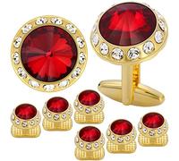 HAWSON Birthstone Cufflinks and Tuxedo Studs for Mens Suit for Tuxedo Formal Dress Shirt Wedding Business Party Accessories, Metal, no gemstone