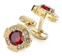 HAWSON Birthstone Cufflinks for Men with Gift Box, Gold Tone Cuff Links for Men's Dress Shirts and French Cuff Shirts on Wedding Birthday Party Anniversary, Metal, no gemstone
