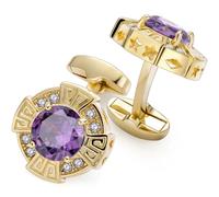 HAWSON Birthstone Cufflinks for Men with Gift Box, Gold Tone Cuff Links for Men's Dress Shirts and French Cuff Shirts on Wedding Birthday Party Anniversary, Metal, no gemstone