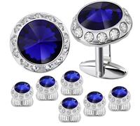 HAWSON Birthstone Tuxedo Studs and Cufflinks Set for Men's Suit Tuxedo Formal Dress Shirt Wedding Business Party Accessories, Metal, no gemstone