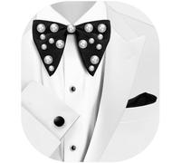 HAWSON Black Bow Ties Pocket Square Set with Cufflinks and Studs,Men's Adjustable Pre-Tied Silk Tuxedo Bow tie for Wedding., 02 Large Butterfly, normal