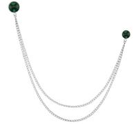 HAWSON Brithstone Brooch Pin for Men with Hanging Chain & Crystal, Mens Silver Lapel Pin for Wedding/Birthday/Party Dress Suits Accessories, Stainless Steel, crystal