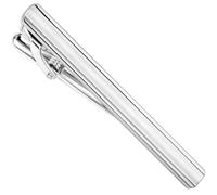 HAWSON Classic Light-colored Tie Clips for Men, Silver/14K Gold Satin Tie Bar, Elegantes Necktie Accessories Wedding Groom Gifts, Light Silver, 2.3 Inch