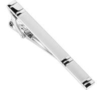 HAWSON Classic Tie Clips for Men with Removable Anti-Scratch Sleeves, Satin Silver Gold Finish Tie Bar, Elegantes Necktie Accessories Wedding Groom Gifts, Light Silver, 2.3 Inch