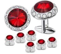 HAWSON Cufflinks and Studs Set Crystal for Men's Tuxedo Shirt for Wedding Party Accessories - Business Wedding Accessories, Metal