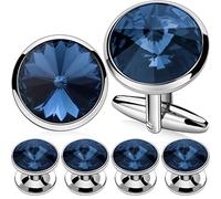 HAWSON Cufflinks for Men with 4/6 pcs Shirt Studs Set, Gift Box Packed, Mens Jewelry or Accessories for Wedding, Party, Anniversary, Birthday, 15mm (Cufflinks), 10mm (Studs), Metal, no gemstone