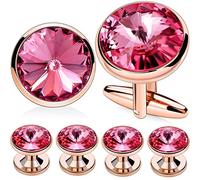 HAWSON Cufflinks for Men with 4/6 pcs Shirt Studs Set, Gift Box Packed, Mens Jewelry or Accessories for Wedding, Party, Anniversary, Birthday, Metal, no gemstone