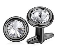 HAWSON Cufflinks for Men with Swarovski Crystal Cuff Links for Formal Business Wedding Shirts in Gift Box, Metal