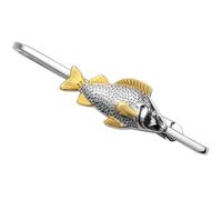 HAWSON Fish Tie Clip for Men Unique, Skinny Silver Tie Bar 2 Inch, Animal Tie Pin for Theme Wedding Shirts, Nautical Fishermen Captains Gift