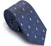 HAWSON Fun Ties for Men, Novelty Semi-formal Themed Woven Jacquard Necktie, Nautical Holiday Party Gift, Sailboat, 147*6.5