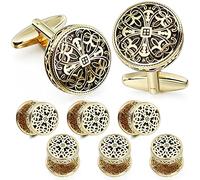 HAWSON Gold Cufflinks and Tuxedo Studs for Men Boy with Gift Box, Suitable for Black Suit White Shirt Bow Tie Vest, Brass, not know