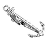 HAWSON Nautical Anchor Tie Clips for Men Unique, 2.2 Inch Novelty Tie Bar, Navy Ocean Marine Themed Tie Pin, Sailor Captain Yacht Accessories Cruise Ship Fun Gifts for Men, Silver, 2.2 Inch