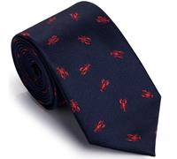 HAWSON Ocean Shrimp Pattern Tie 58 Inch Length 3 Inch Width Marine Life Necktie for Seafood Festivals, Coastal Celebrations Nautical-Themed Humorous Accessories, Navy Shrimp, Regular