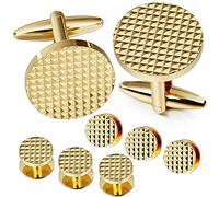 HAWSON Silver/Gold Cufflinks for Men with Tuxedo Shirt Studs,Men Accessories Jewelry with Gift Box,Gifts for Family,Best Friend on Wedding Business Birthday Anniversary, Brass, not know