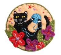 Hawthorn Handmade Black Cat Felt Craft Brooch Kit. Craft Kits for Adults, Includes Wool Felt Sheets, DMC Cotton Thread, Embroidery Needle, Instructions & More. Ideal Crafts for Adults - 8cm Diameter