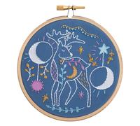 Hawthorn Handmade Celestial Deer Mini Embroidery Kit - Embroidery Kit For Beginners, Includes Embroidery Fabric, Cotton Thread, Embroidery Hoop, Needle & Instructions - Handmade DIY Crafts For Adults.