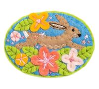 Hawthorn Handmade Hare Felt Craft Brooch Kit. Craft Kits for Adults, Includes Wool Felt Sheets, DMC Cotton Thread, Embroidery Needle, Instructions & More. Ideal Crafts for Adults - 7cm Diameter