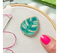 Hawthorn Handmade Monstera Leaf Needle Minder for Cross Stitch, Embroidery, Sewing & Needlework Accessories. Magnetic Needle Holder, Wooden Stitching Accessory for Holding Needles - Leaf Design.
