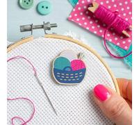 Hawthorn Handmade Needle Minder for Cross Stitch, Embroidery, Sewing & Needlework Accessories. Magnetic Needle Holder, Wooden Stitching Accessory for Holding Needles - Yarn Basket Design.