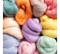 Hawthorn Handmade Pastel Needle Felting Wool Bundle. Set of 10 Coloured Merino Wool Tops for Needle Felting, Weaving, Spinning & Wet Felting - 100g