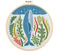 Hawthorn Handmade Stargazing Whale Embroidery Kit - Embroidery Kit for Beginners, with Embroidery Fabric, Cotton Thread, Embroidery Hoop, Embroidery Needle & Instructions - DIY Crafts for Adults