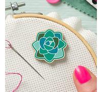 Hawthorn Handmade Succulent Needle Minder for Cross Stitch, Embroidery, Sewing & Needlework Accessories. Magnetic Needle Holder, Wooden Stitching Accessory for Holding Needle - Succulent Design.
