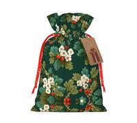 Hawthorn Printed Drawstring Christmas Linen Gift Bag, Perfect For Gift Bags, Candy Bags