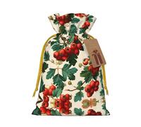 Hawthorn Printed Drawstring Christmas Linen Gift Bag, Perfect For Gift Bags, Candy Bags
