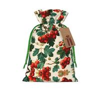 Hawthorn Printed Drawstring Christmas Linen Gift Bag, Perfect For Gift Bags, Candy Bags