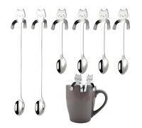 HawZeerLy 6 Pcs Cat Spoon Coffee Tea Spoon Cat Dessert Spoons Mini Cat Coffee Spoon for Tea Soup Sugar Dessert Appetizer Seasoning Bistro Spoon Hanging Cup Spoon Kitchen Gadget, GF451