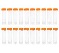 HAXIHA Pack of 20 50 ml Orange Sample Tubes, Plastic Centrifuge Tube, with Screw Cap and Graduated Sample Container, Test Tube Sample Cryo Tubes for Laboratory Experiments, Conical + Flat Base