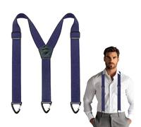 Haxisii Braces for Men Trousers Blue，Y-Shape Mens Braces for Trousers Blue with Strong Clips，Men's Brace for Trouser，Adjustable Elastic Suspenders Men with 3 Snap Loop (1.49" Wide)