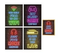 Haxisii Gaming Posters Wall Art Set,4 PCS 8x10 Inch Neon Gaming Wallpaper Canvas Painting Prints for Boys Room,Wall Decoration for Boys Playroom