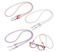Haxisii Glasses Chain for Women, 3Pcs Beaded Glasses Chain, Spectacle Chains Beaded, Suitable for Both Men and Women(White, Purple, Light Purple)