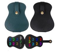Haxisii Guitar Pick Holder, 2 Pcs Pu Plectrum Holder, Black Leather Pick Holders, Portable Guitar Accessory Storage Case, Unisex Guitars Accessories