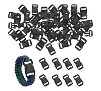Haxisii Paracord Bracelet Clips, 100 PCS 3/8 Inch Black Plastic Buckle Clips, paracord buckles, Side Release Buckle Contoured Side Release Curved Contoured Buckles Dog Collar Buckle for Straps Masks