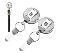 Haxisii Pen Holder for Lanyard, 2 Pcs Retractable Lanyard Pen Holder, 27.5 Inch Retractable Lanyards, Suitable for Carpenters, Mechanics, Nurses, Architects (Silver)