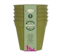 Haxnicks Bamboo Sage Green Plant Pots Twin Pack 4In / 10Cm 2 X Sets Of 5 Sustainable & Reusable