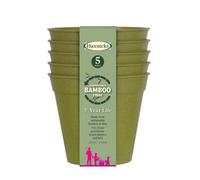 Haxnicks Sage Green Bamboo Plant Pot (Dia) 10Cm, (H)8Cm, Pack Of 5