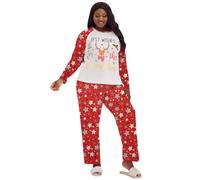 HAXNOHEY Christmas Womens Pajamas Sets Plus Size Nightmare Before Christmas Pajamas Long Sleeved Round Neck Tops Pants 2 Piece Loungewear Sleepwear Set 4XL