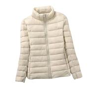HAXNOHEY Packable Down Jacket Women Ladies Lightweight Puffer Jacket Quilted Jackets Ladies Padded Coats Womens Hooded Puffer Jackets Coat for Women Womens Down Jacket Apricot L