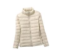 HAXNOHEY Quilted Jacket Womens Lightweight Puffer Jacket Hooded Puffer Jacket Stand Collar Puffer Jacket Down Jacket Puffer Coat Waterproof Quilted Jacket Shiny Down Jacket Apricot L