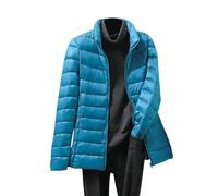 HAXNOHEY Quilted Jacket Womens Lightweight Puffer Jacket Hooded Puffer Jacket Stand Collar Puffer Jacket Down Jacket Puffer Coat Waterproof Quilted Jacket Shiny Down Jacket Lake Blue L