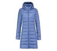 HAXNOHEY Women's Lightweight Down Jacket Long Puffer Quilted Coat with Hood Packable Puffer Down Jacket for Women Winter Warm Coat with Detachable Hood Zip-Up Windproof Outerwear
