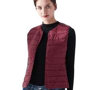 HAXNOHEY Women's Quilted Gilet Collarless Lightweight Down Vest Women Packable Puffer Gilet Ladies Gilet Button Puffer Outerwear Autumn Winter Warm Gilet