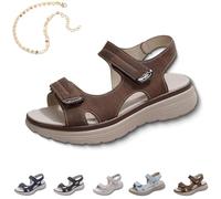 HAXQL Ergoliva Orthopaedic Sandals, Women's Orthopedic Ergonomic Leather Summer Flat Adjustable Shoes For Pain Relief (Brown, Adult, Women, 7, Numeric, UK Footwear Size System, Medium)